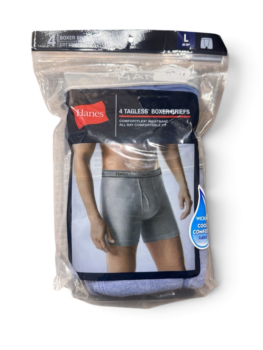 Hanes Men’s Light Gray Tagless Boxer Briefs Cotton - 4 Pack